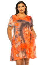 Load image into Gallery viewer, Cute &amp; Chic Curvy Tie Dye Print, Short Sleeve Dress
