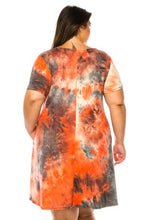 Load image into Gallery viewer, Cute &amp; Chic Curvy Tie Dye Print, Short Sleeve Dress
