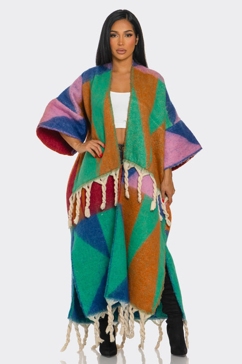 New Arrivals  - Printed Maxi Cardigan Tassel