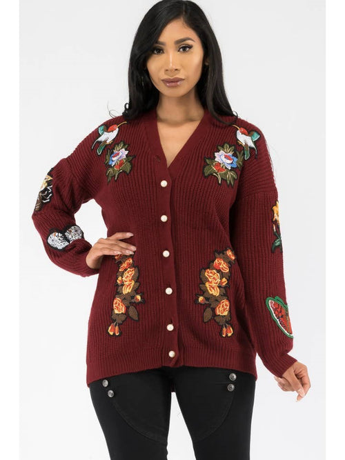 End of Season - Patch Knit Cardigan Sweater