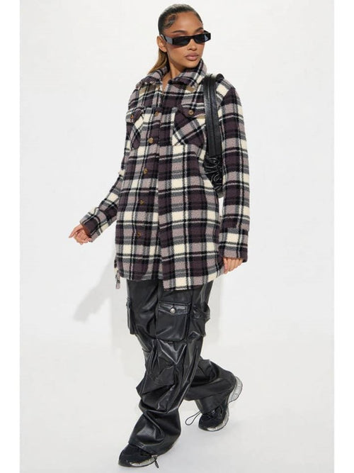 New Arrivals - Black and White Plaid Shacket Jacket