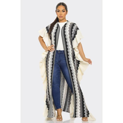 End of Season Black/White Long Cardigan Sweater