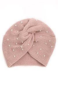 Pearl Embellished Twist Beanie | Hats