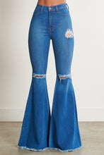 Load image into Gallery viewer, Distressed Flare Denim Jeans
