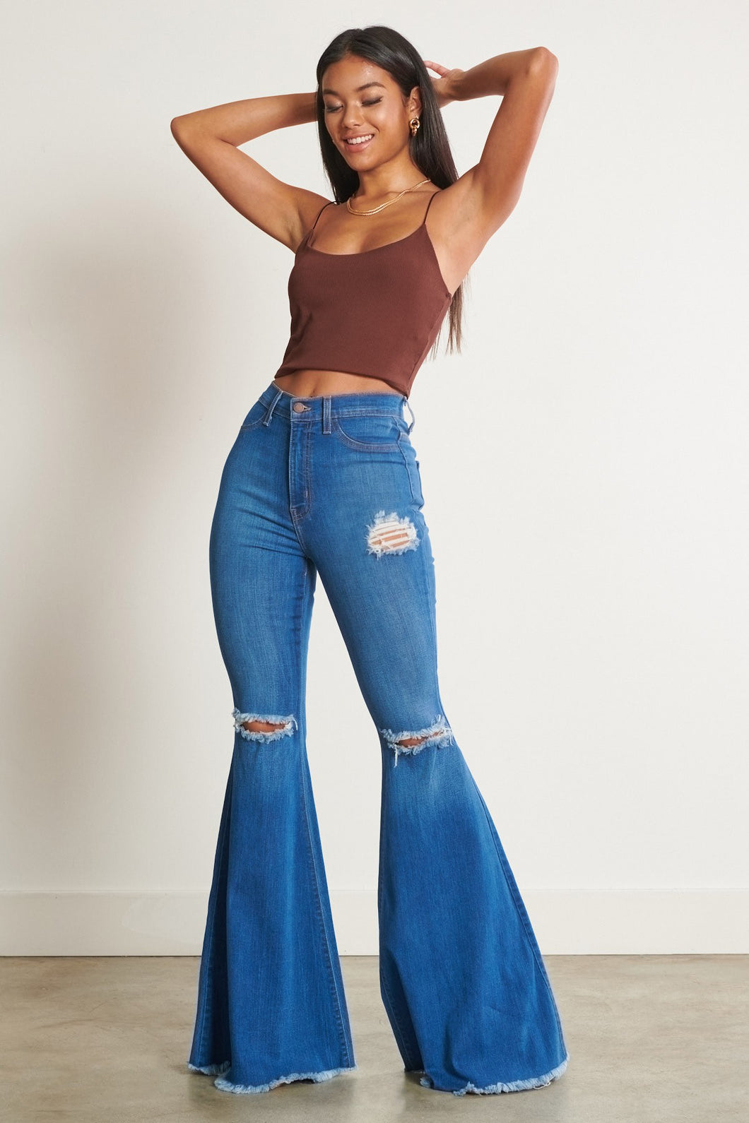 Distressed Flare Denim Jeans