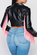 Load image into Gallery viewer, Biker Chic Fringe Faux Leather Jacket
