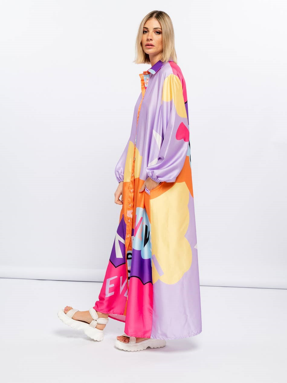 Colored Oversize T-shirt Dress with pockets