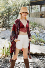 Load image into Gallery viewer, Maroon Ruana Kimono - Outerwear
